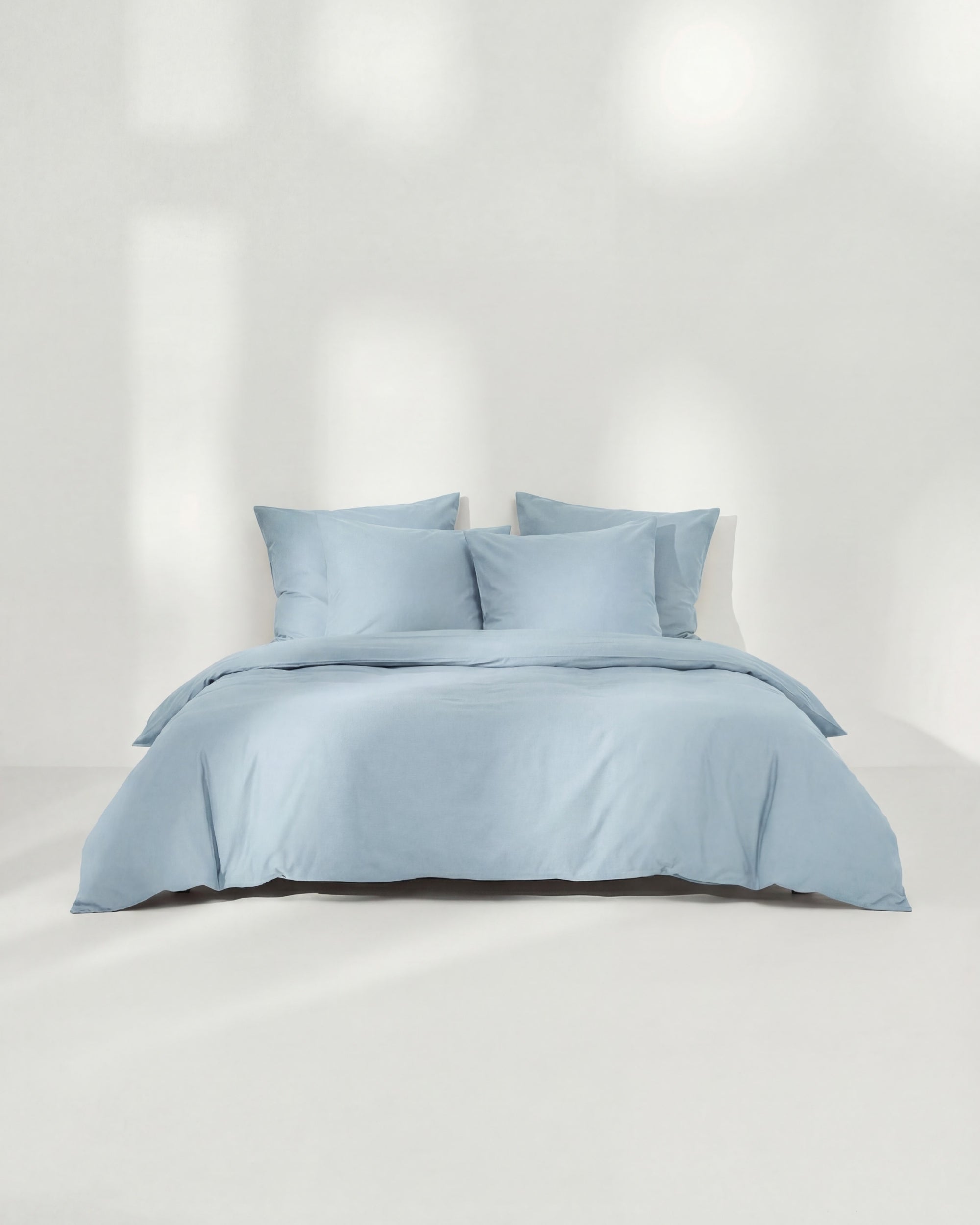 Cotton percale bed set - Dove blue