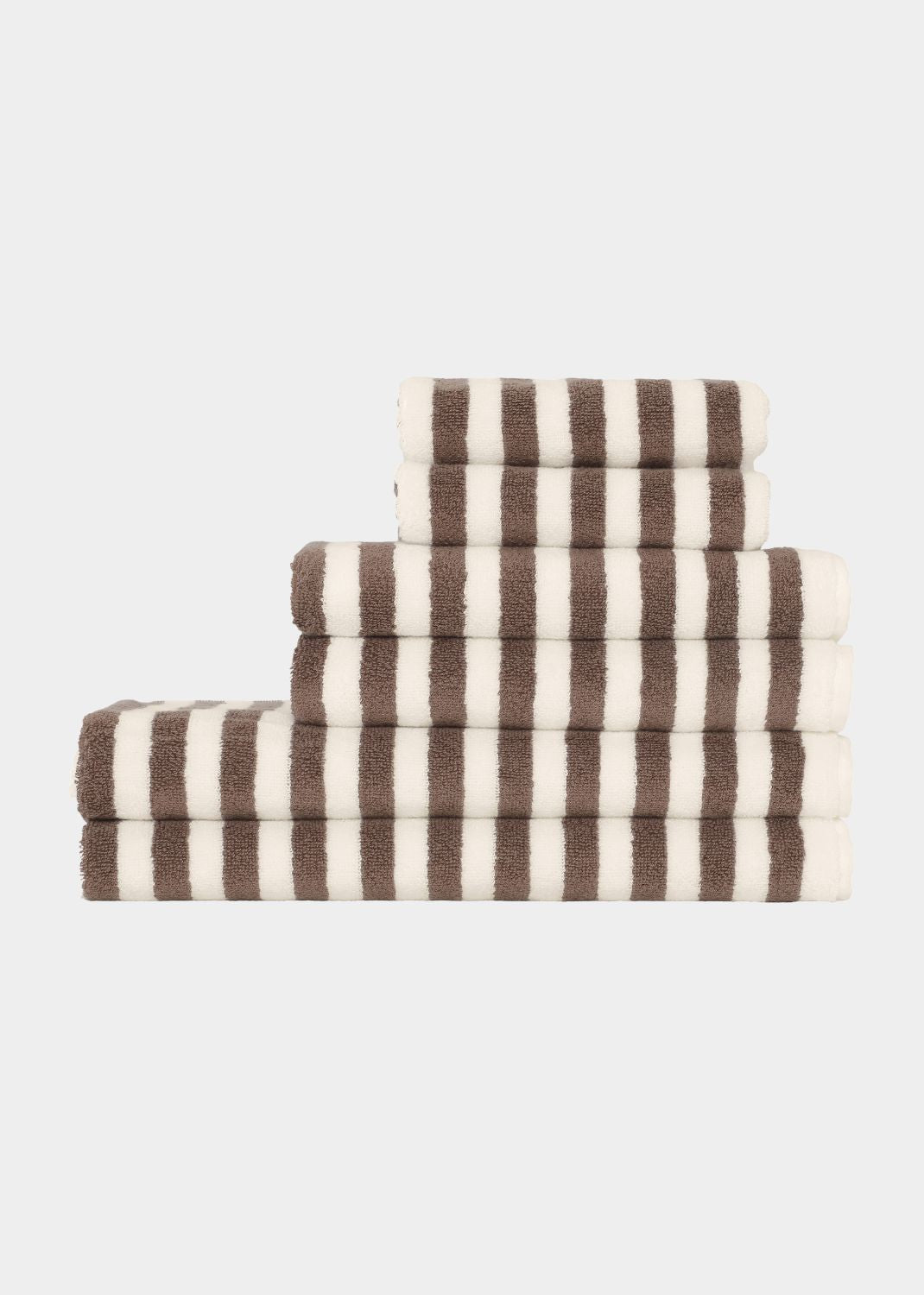 Frotte håndklæde - Sand/Chokolade strib