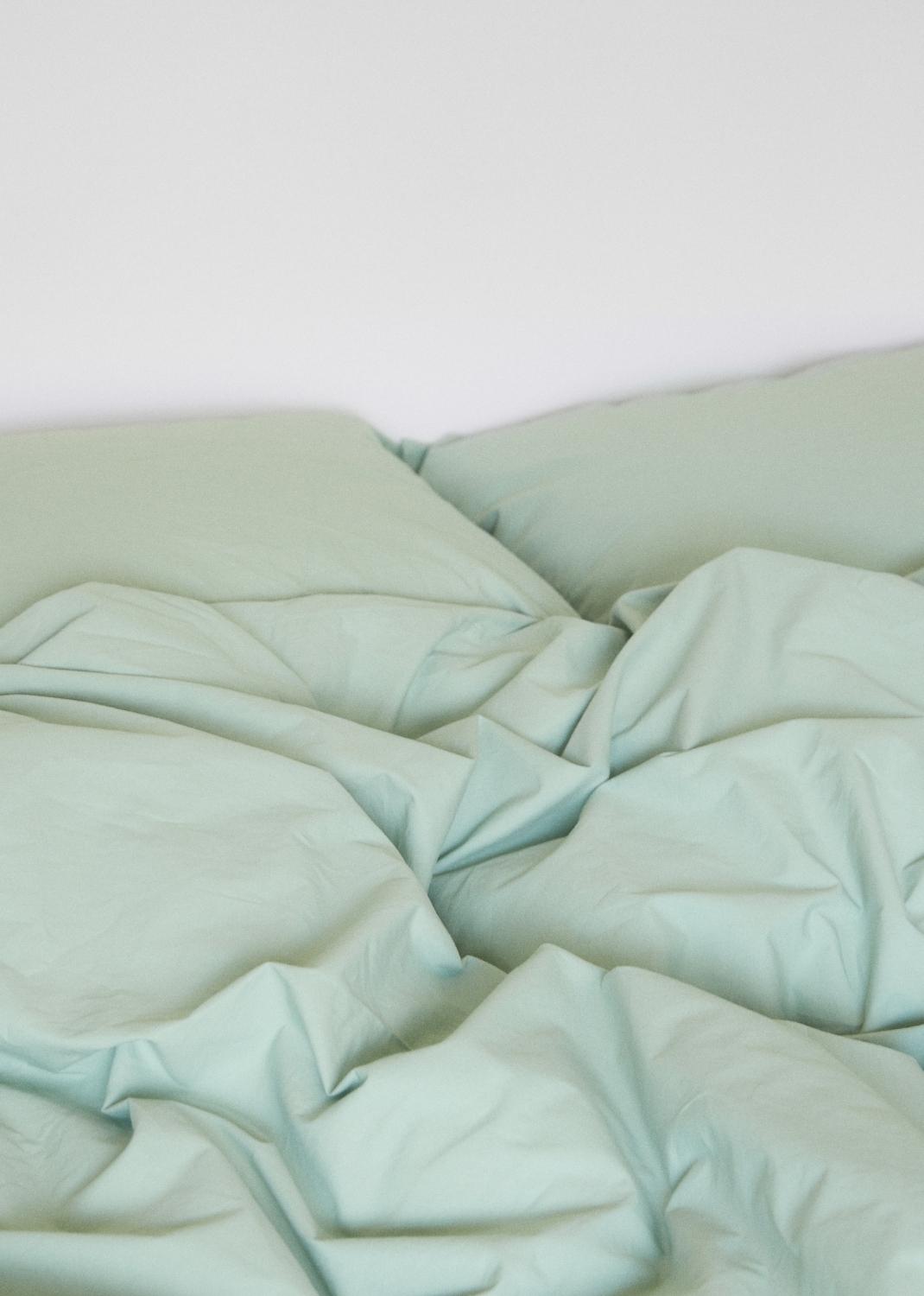 Bomuldspercale sengesæt - Grøn