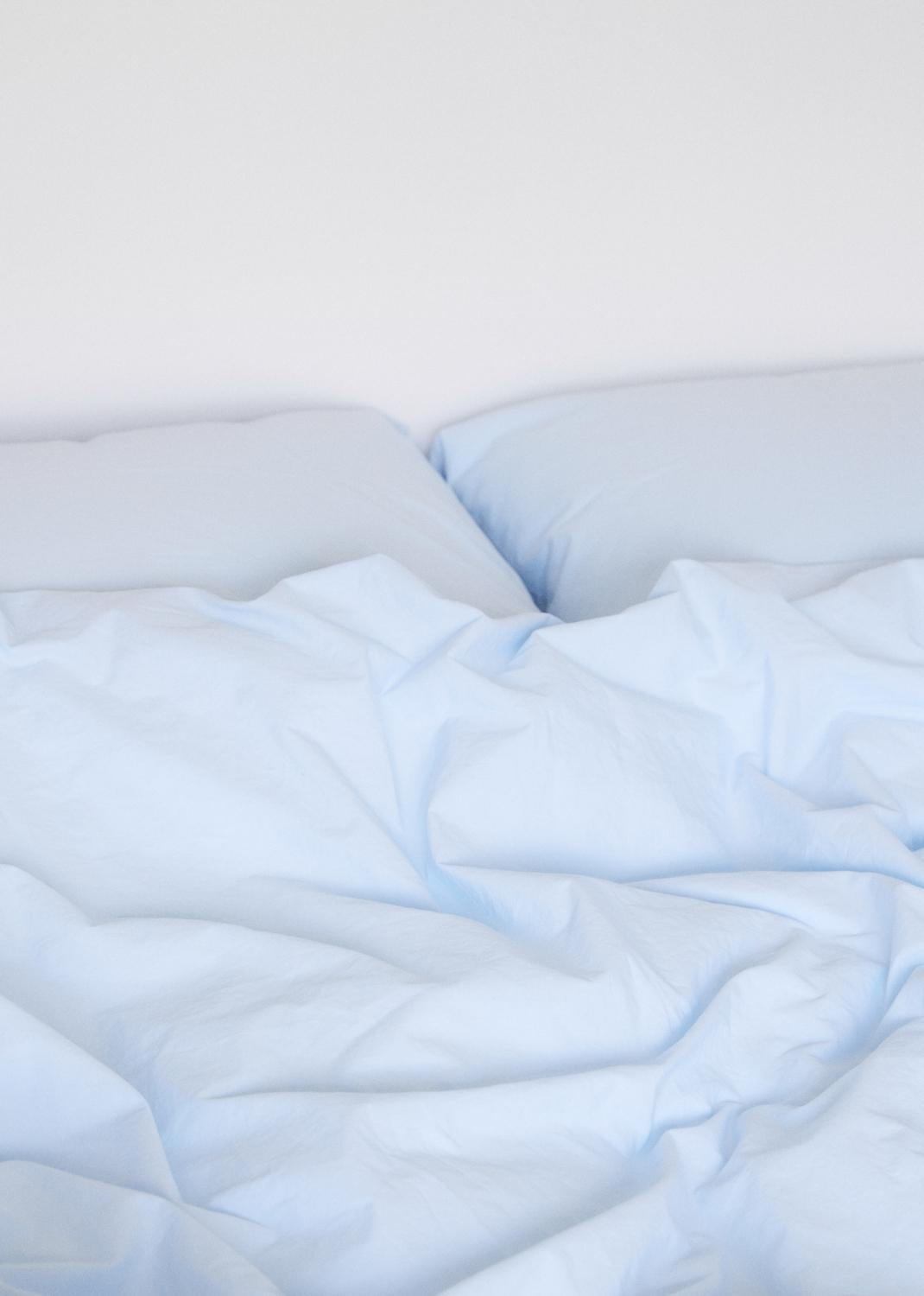 Cotton percale bed set - Light blue 